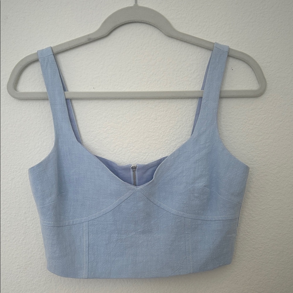 bec + bridge Pastel Blue Square Neck Cropped Tank